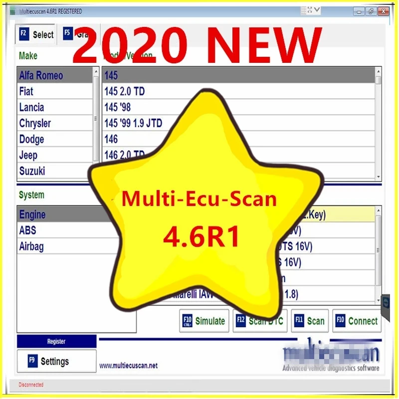 Лидер продаж 2021 года Многофункциональный сканер Ecu V4.6 для Fiat может работать с ELM327