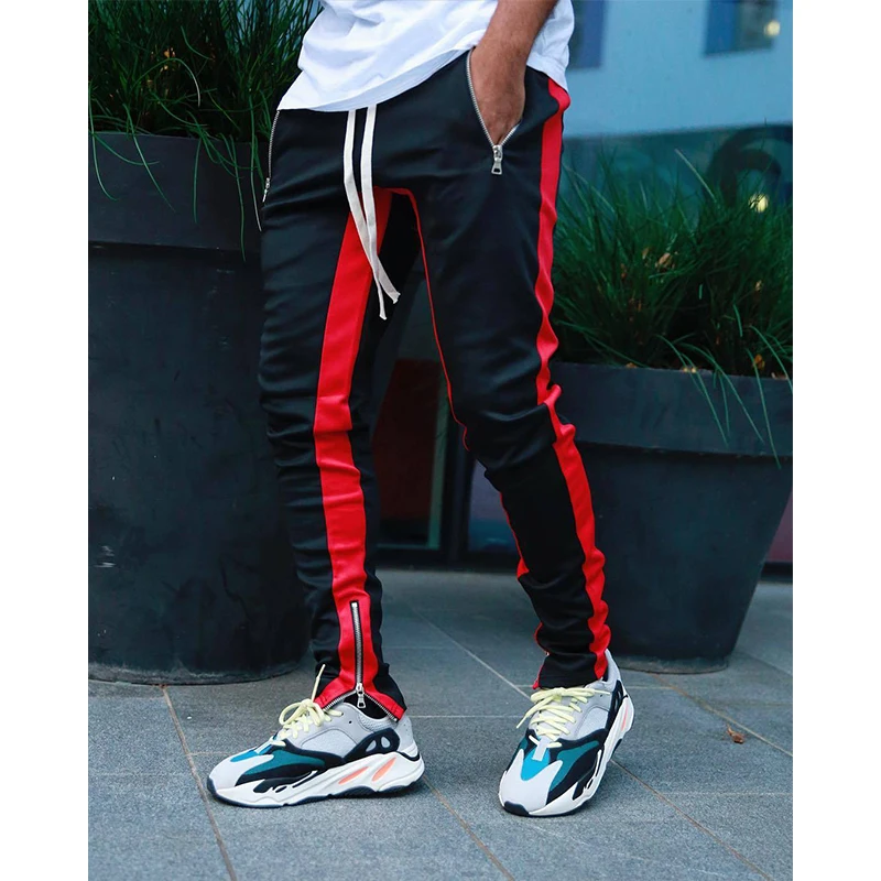 Мужские штаны для бега в стиле хип хоп уличная одежда на молнии с боковой