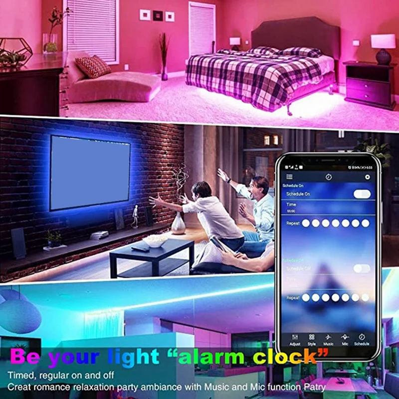 

LED Lights for Bedroom Strip Lights 5050 Flexible Strip Lights Built-in Mic ,Smart Lights for Home Tv Decoration US PLUG