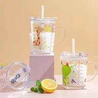 350mlglass cup with silicone straw for kids measuring cup milk cup water mug for toddlers baby child