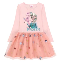fashion korean kids clothes autumn little girls long sleeve princess dress frozen elsa star sequins vestidos birthday costume