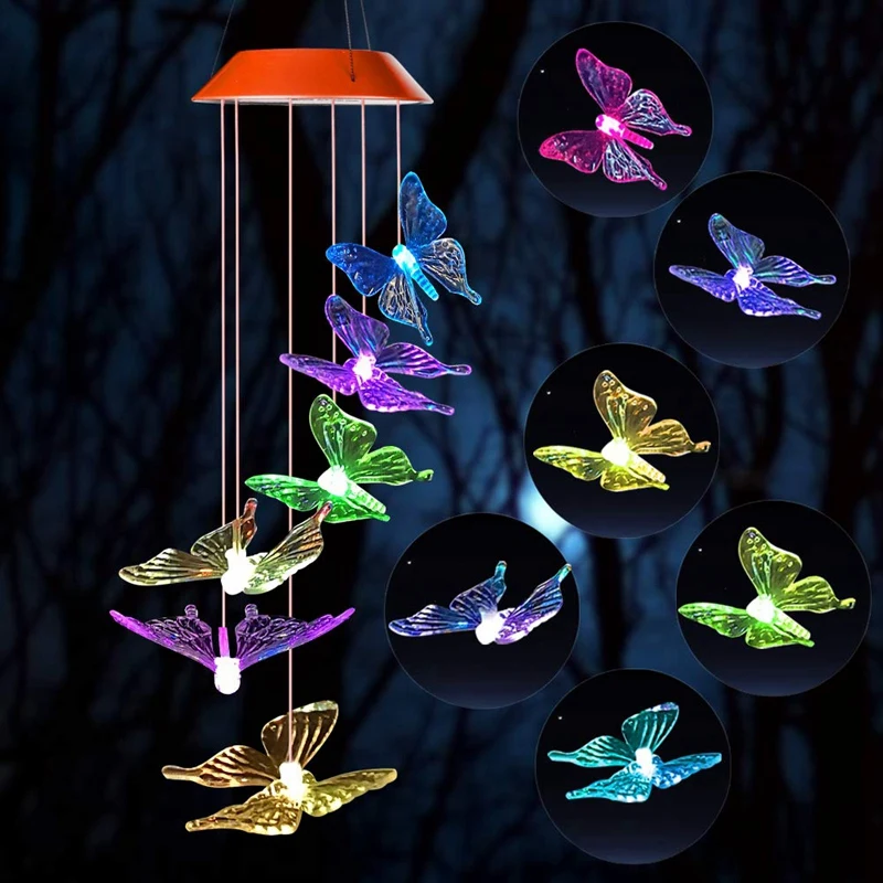 

Wind Chime,Solar Lights Chimes,Butterfly Wind Chimes Led/Solar Wind Chime Outdoor Decor,Yard Decorations Solar Light Mobile,Memo