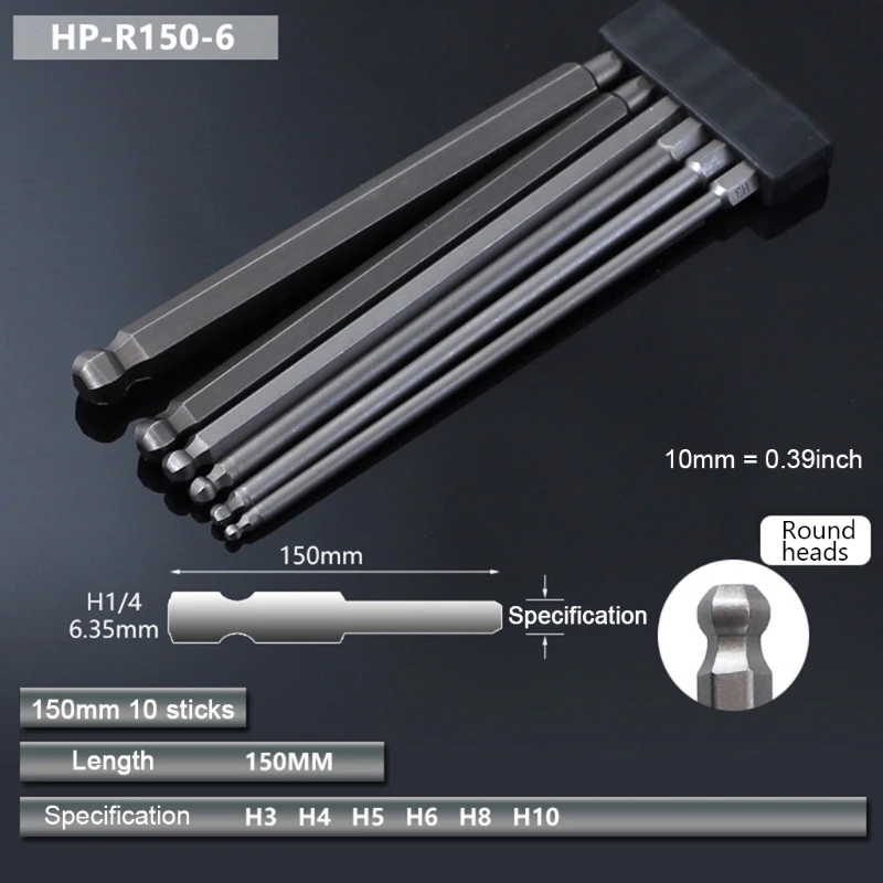 

S2 Alloy Steel Hexagon Socket Ball Head and Flat Head Electric Screwdriver Bit Set Hand Tool Set