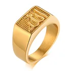 Золотое кольцо с символом Аллаха, 10 мм, кольцо из нержавеющей стали, золотые кольца для мужчин и мальчиков, Арабский исламский мусульманский религиозный подарок