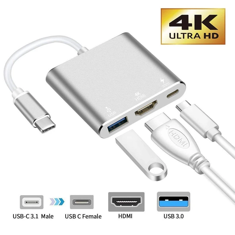 USB C Type к HDMI 3 0 4K Алюминиевый адаптер для Apple Macbook Samsung Galaxy Lurnia 950XL конвертер