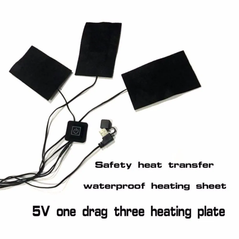 

USB Charged Clothes Heating Pad 5V Electric Heating Sheet With 3 Gear Adjustable Temperature Heating Warmer Pad For Vest Jacket