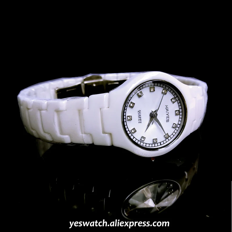 HAIYES белые керамические часы для женщин лучший бренд Роскошные элегантные