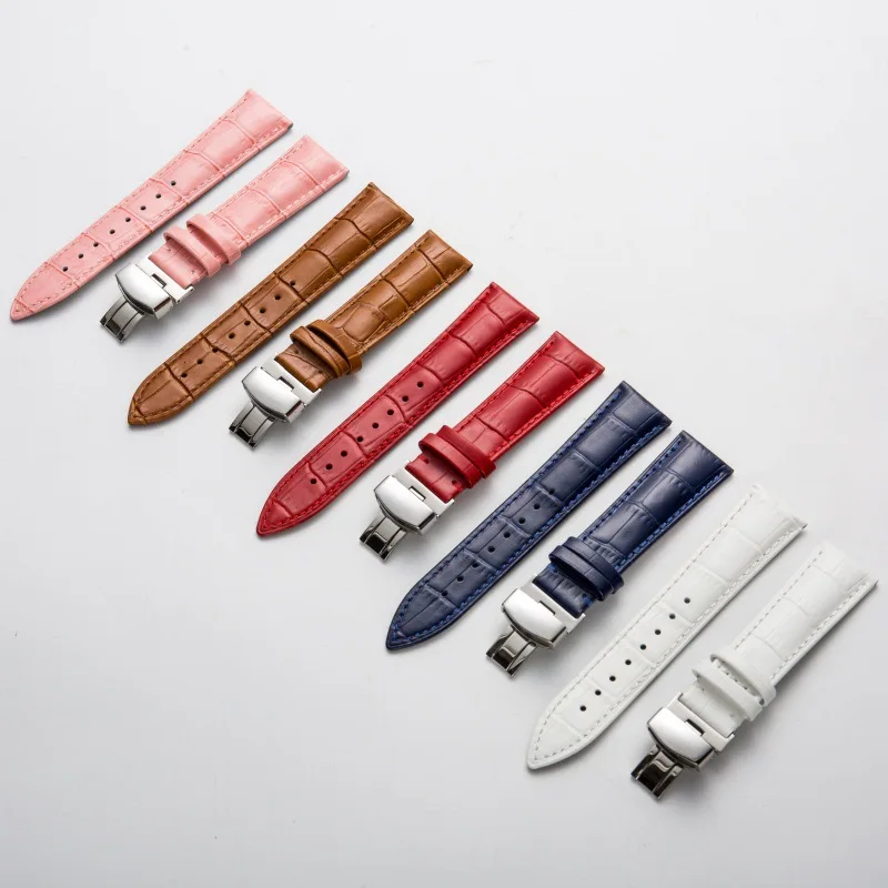 Watchbands Genuine Leather Watch Band straps 15mm 16mm 17mm 18mm 19mm 20mm 22mm Watch accessories Women Men Pink Red Belt band