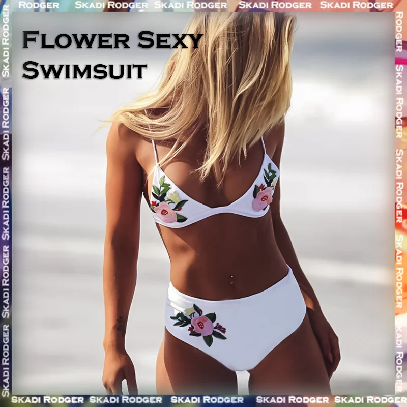 

High Waist Bikini for Women Embroidery Flower Sexy Swimsuit Summer Female Swimsuit Beachwear Swimwear Beachwear for Bathing Suit