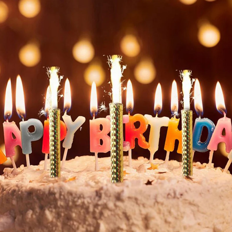 6pcs 30CM Straight Barrel Gold Champagne Fireworks Magic Wand Burning Candle