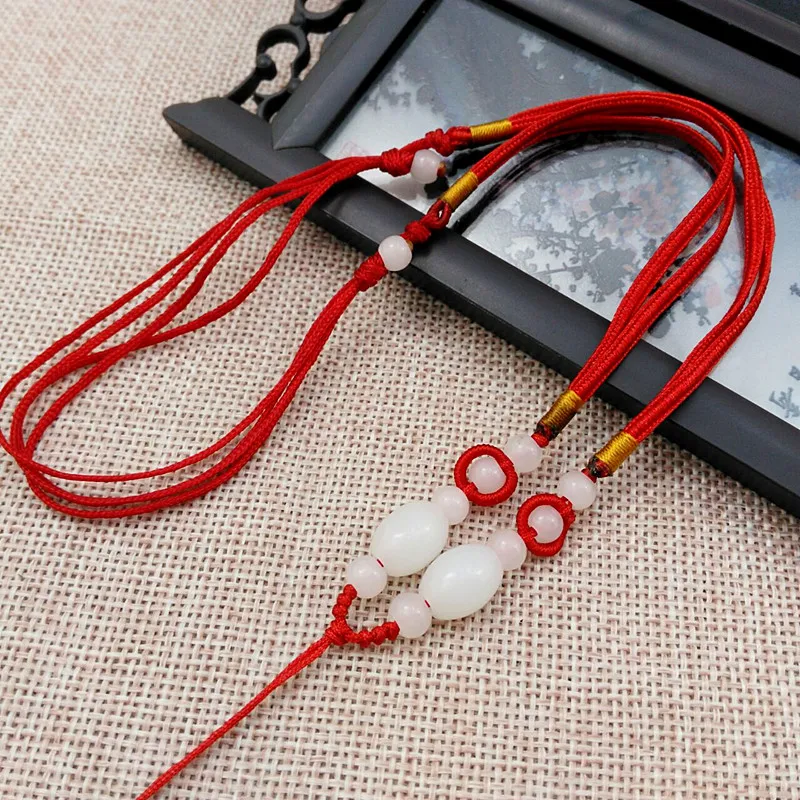 5 шт. ручное ожерелье с шелковой нитью шнур узлом для подвесок-белый плоский бисер