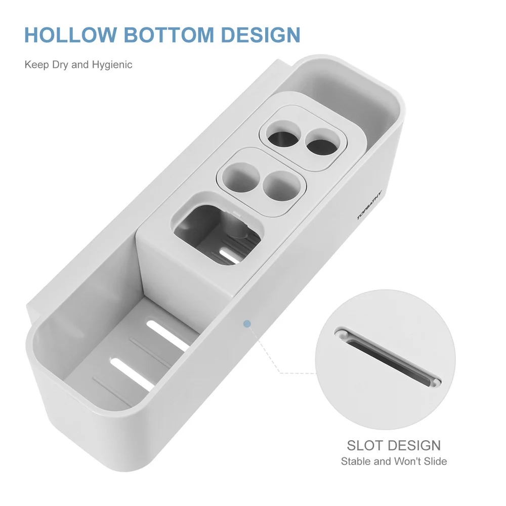 

TOPBATHY 1PC Multifunctional Toothbrush Holder Wall Mounted Drilling Storage Organizer for Bathroom Home