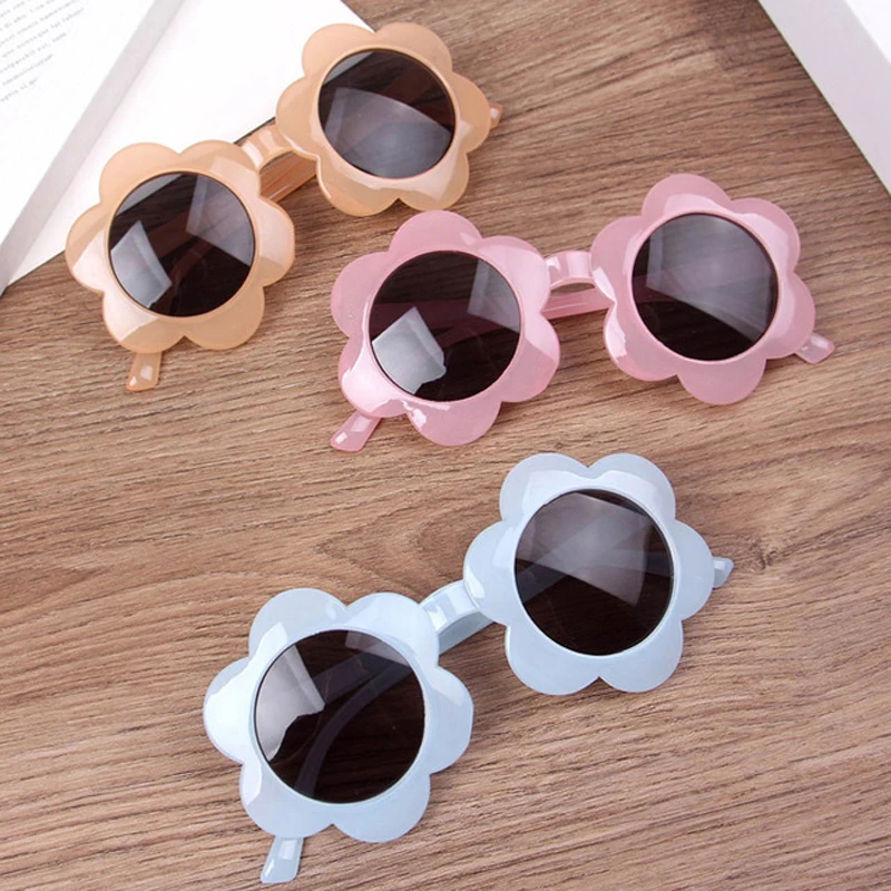 

Child Round Frame Sun Flowers Girls Boys Sunglasses Gray Lens UV400 Eye Protection Children Kids Outdoor Eyewear