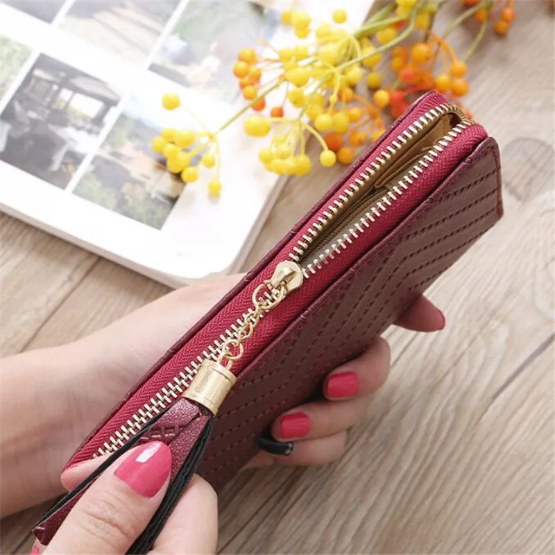 Длинный женский кошелек женские кошельки с кисточками держатель для карт