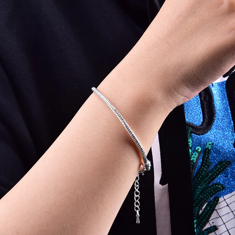 Цепочка-змейка серебристая 16-20 см для браслета Пандоры браслеты из бисера |