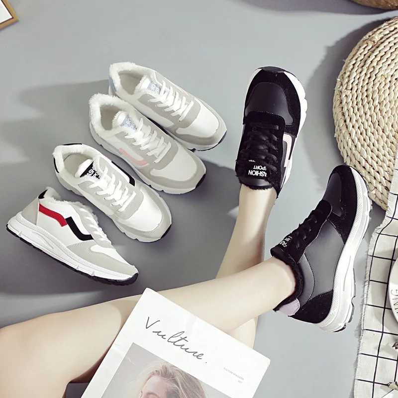 Новинка сезон осень-зима хлопковые ботинки женские кроссовки Вулканизированная