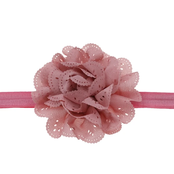 dirty pink Детские повязки на голову полые шифоновые цветы эластичная Детская повязка на голову с цветком Головные уборы Детские волосы для куклы аксессуары - Цвет: dirty pink