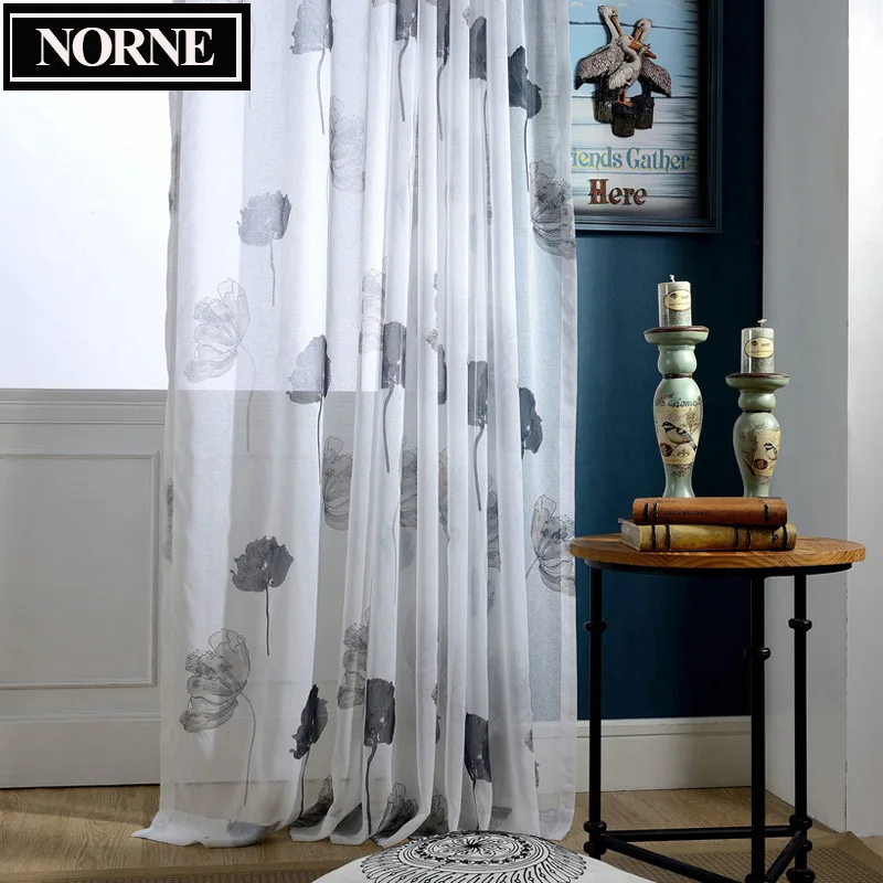 Декоративная полубелая кружевная занавеска NORNE тюль вуаль панели для гостиной