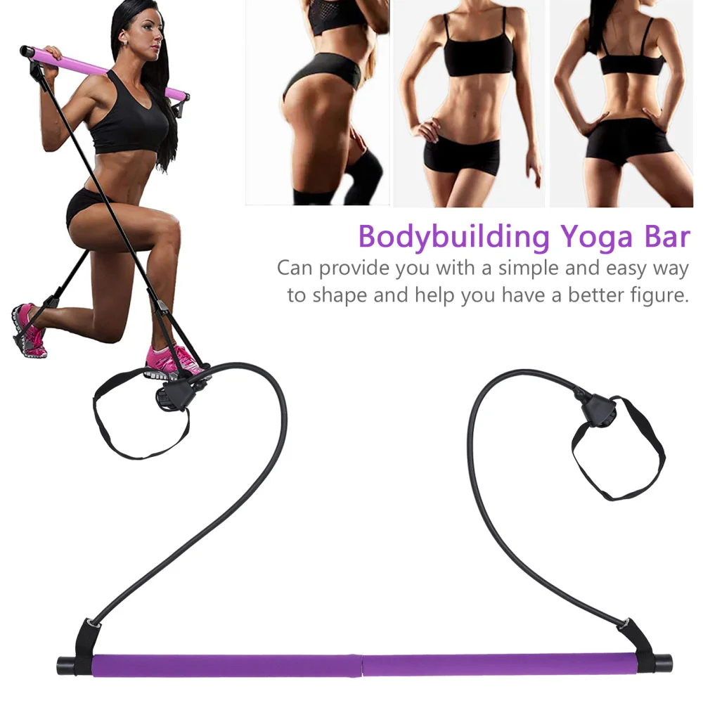 

Adjustable Pilates Stick Exercise Equipment for Full Body Workout (Purple)