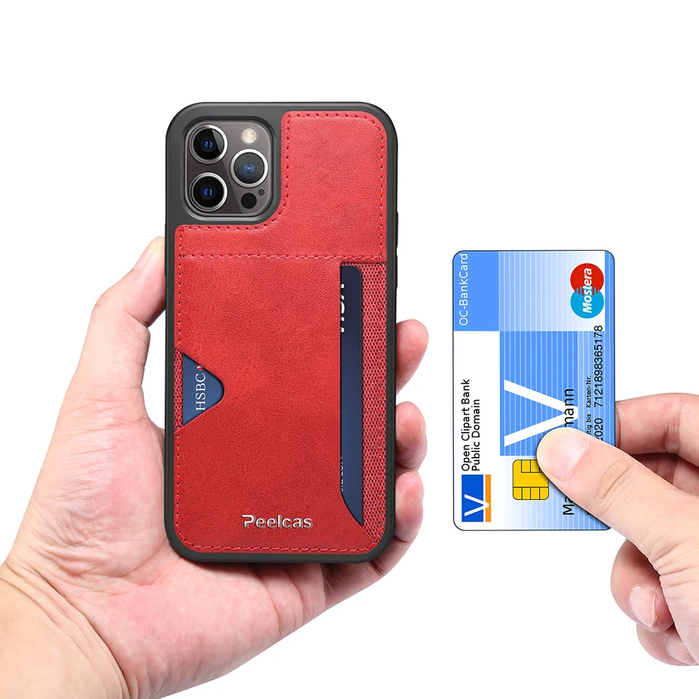 

Leather Cardable Phone Case for Iphone13 Pro Promax Mini Sticker Leather Anti-drop Mobile Phone Case Storage Compartment Case