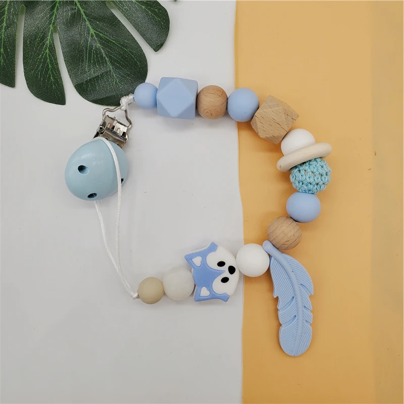 Силиконовая соска-пустышка с деревянными бусинами пустышка зажимом симпатичная