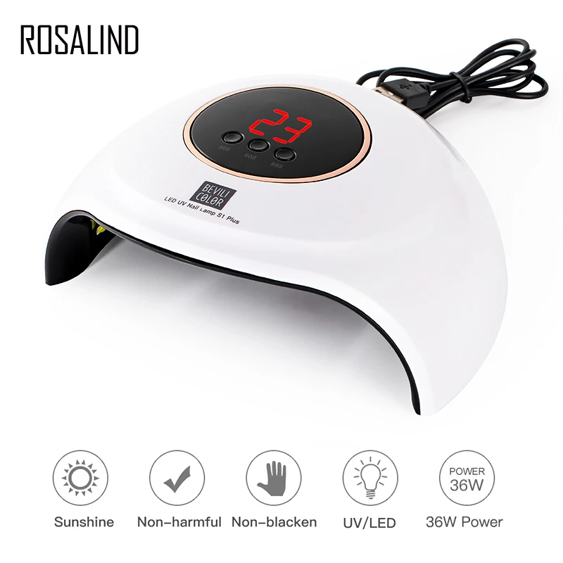 

ROSALIND 36W UV LED Nail Lamp For Manicure USB Connectora Nail Dryer Curing Gel polish 18PCS UV Led manicure lamp for nail Tools
