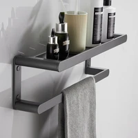 gun gray bathroom towel rack space aluminum shelf toilet wall hanging cosmetics toiletry rack free punch