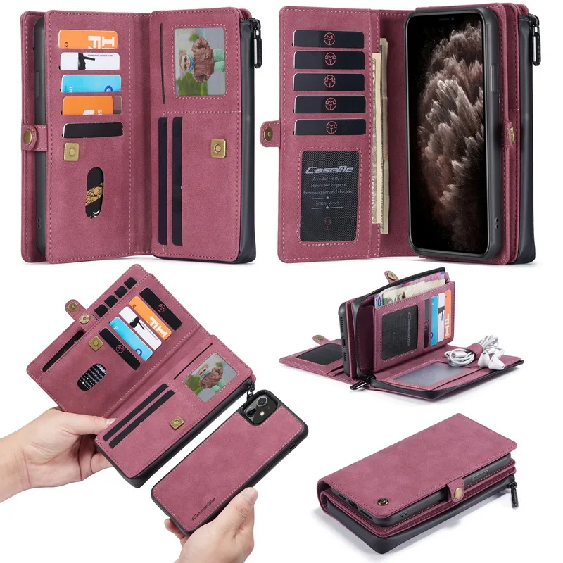 

For iPhone 12 11 Pro Max SE 2020 Luxury Matte PU Leather Card Slots Flip Wallet Case Vintage Magnetic Back Cover For iPhone 8 7