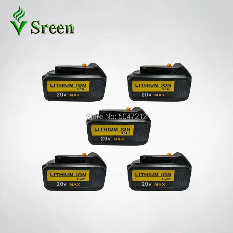 5 шт. 5000 мАч литий ионный Электроинструмент перезаряжаемая батарея Замена для DEWALT