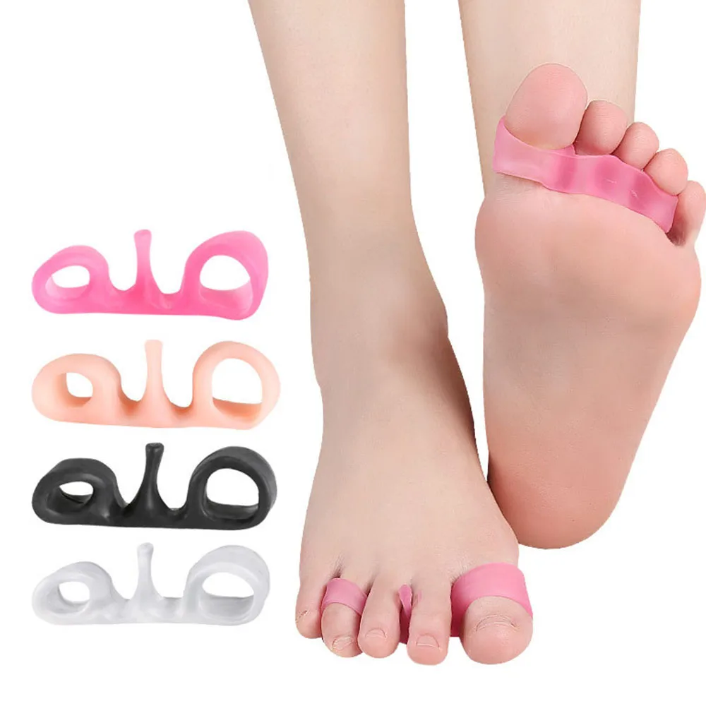 

1pair Two-hole Snail Toe Separator Adjuster Silicone Foot Fingers Two Hole Toe Separator Bunion Corrector