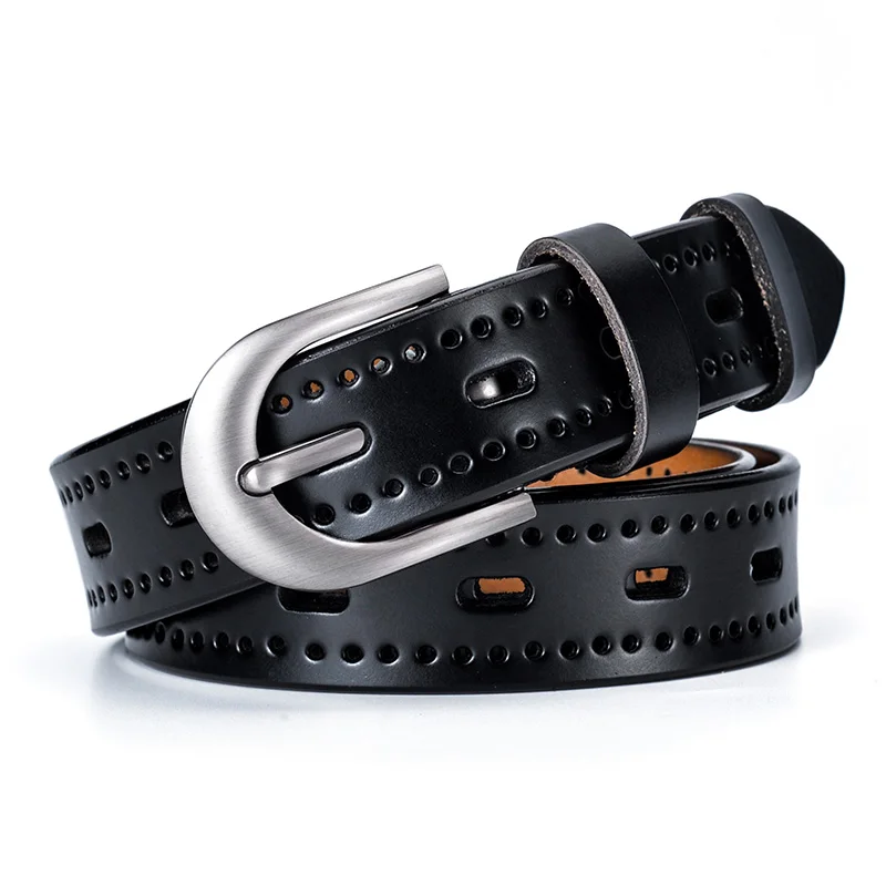 Fashion Hollowed Design Women's Genuine Leather Belts Novelty Pin Buckle Retro Style Belt for Women Accessories 2.8cm W ZK-078 |