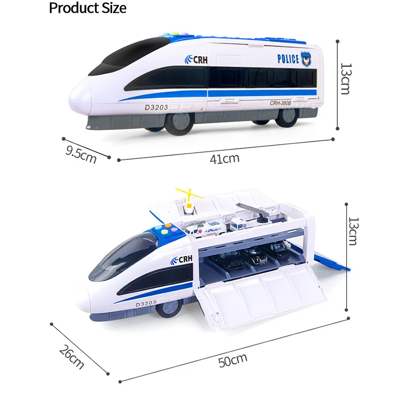 

Children's Sound Light Inertial High-speed Rail Model Storage Puzzle Multi-functional Small Train Rail Car Toy Gift for Boy Girl