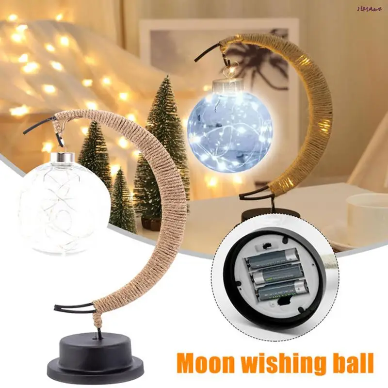 LED Moon Cane Filament Handmade Hemp Rope Night Light Sleeping Lantern | Лампы и освещение