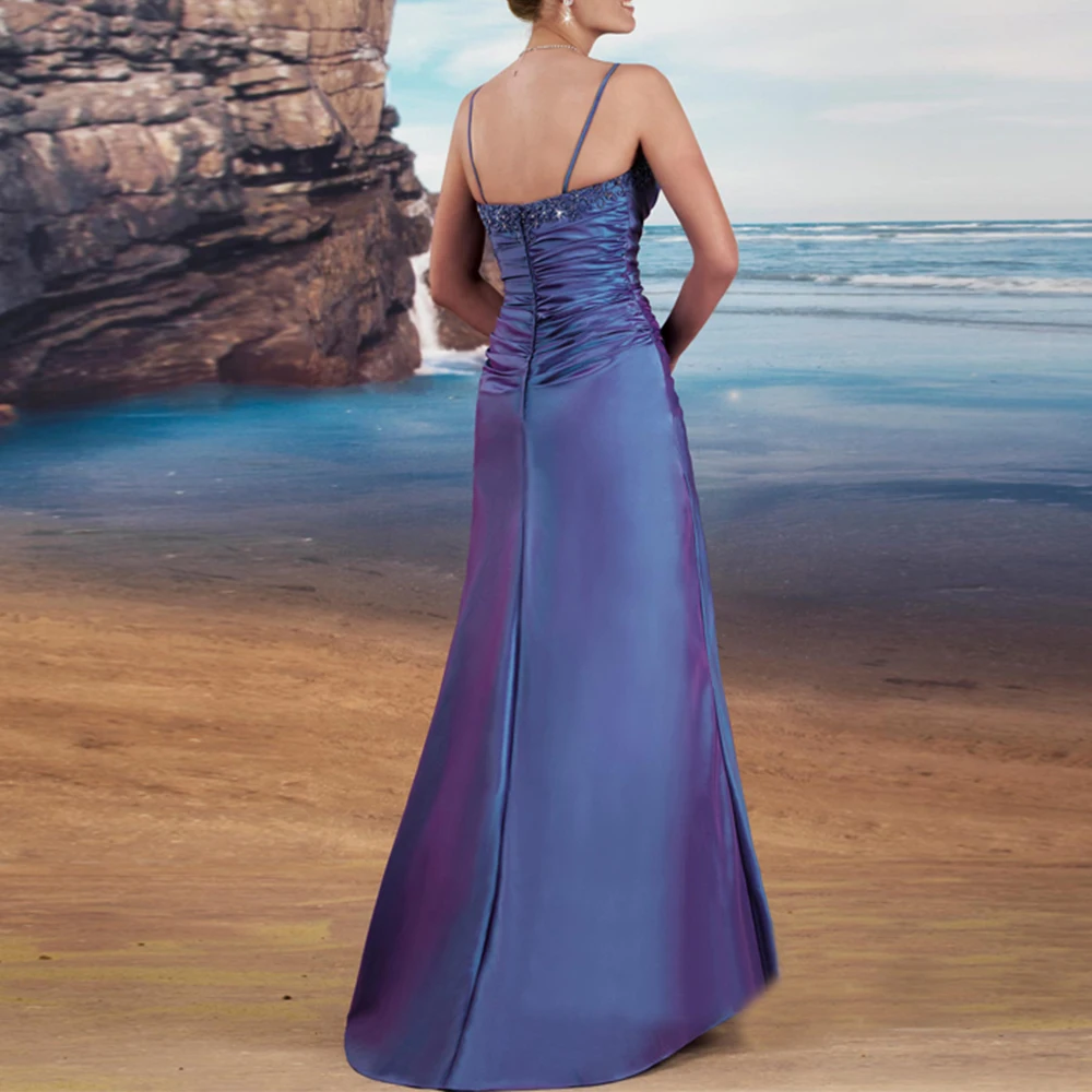 Платье для матери невесты с синим бисером длинное вечернее платье особых случаев