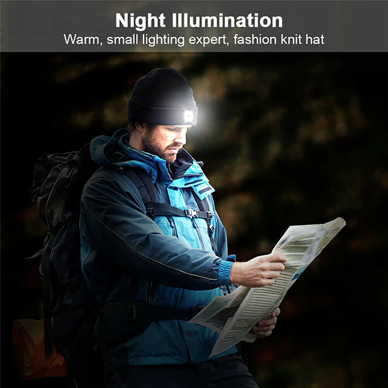 

Outdoor Unisex LED Beanie Hat With USB Rechargeable Battery High Powered Light Men And Women Like Practical Novel
