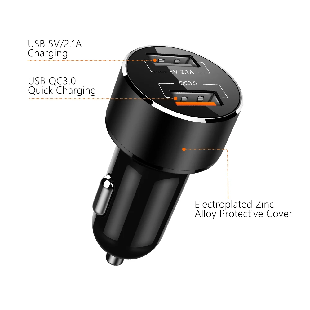 Yibeika 18w car charger fast charging Q3.0 usb for iPhone 11 Huawei Samsung mobile pwireless | Мобильные телефоны и