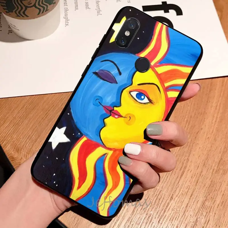 

Funny Sun Moon Face Phone Case For Xiaomi Redmi note 7 8 9 t max3 s 10 pro lite
