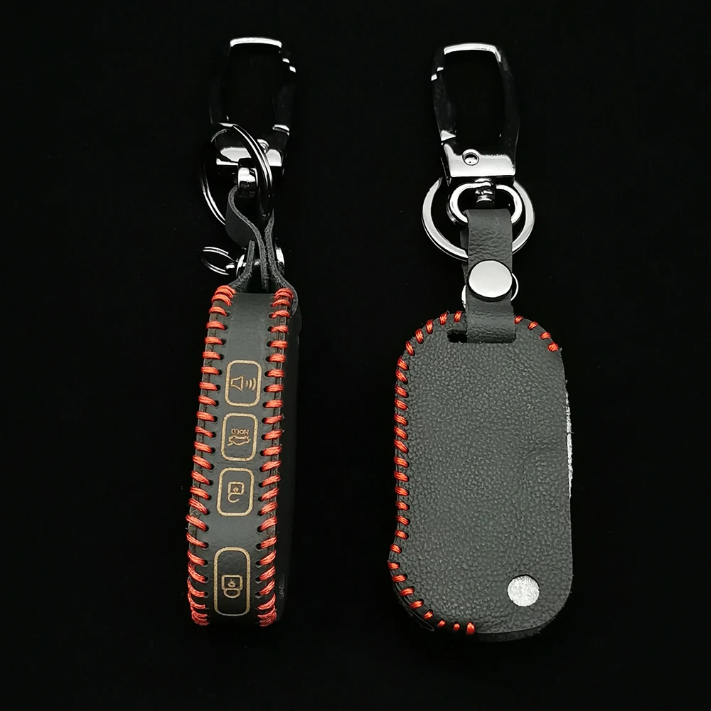 

For Kia Sportage R Stinger Ceed CD Sorento Cerato Forte Soft Leather Car Key Cover Case Shell 4 Buttons Flip Wallet Holder