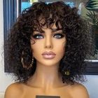 LUFFYHAIR мокрые и волнистые шелковые парики из человеческих волос с челкой Бразильские безклеевые 5x5 ПУ шелковые парики для женщин