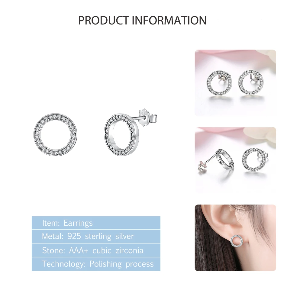 Модные серьги гвоздики из настоящего серебра 925 пробы с кристаллом цирконием