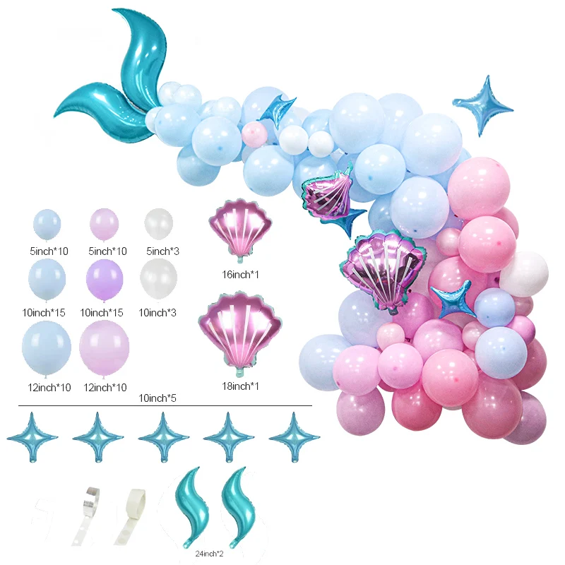 

Mermaid Tail Balloon Garland Arch Mermaid Theme Birthday Party Decorations Supplies Glitter Confetti balloons Stand Hopper
