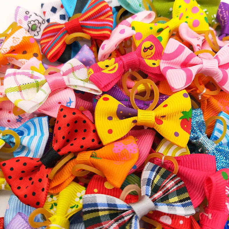 

1Pc Random Color Pet Hair Rubber Band Beautiful Cat Bowknot Rubber Band Color Mixing Pet Hair Bows Dog Head Accessories