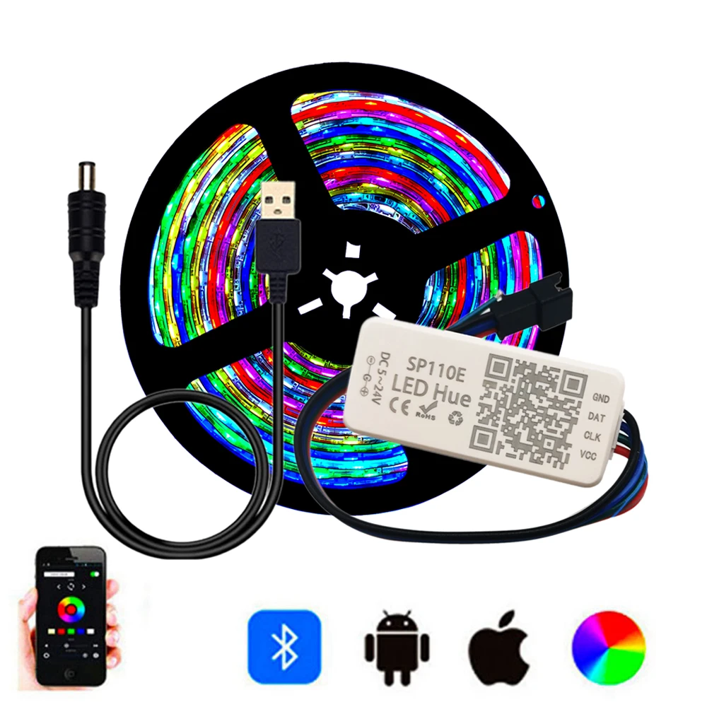 5050SMD WS2812B WS2812 индивидуально адресуемых СВЕТОДИОДНЫЙ Контроллер RGB полосы USB SP110