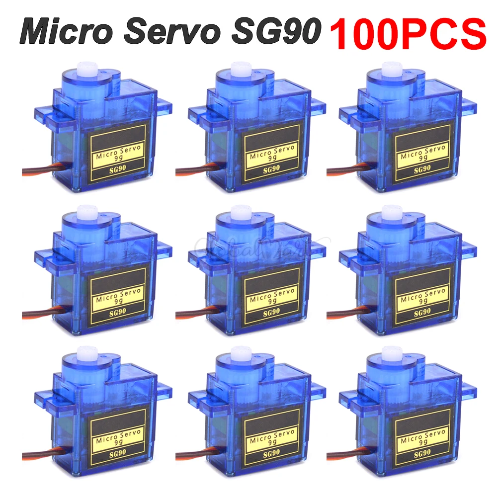 100 шт./лот SG90 Mini Gear Micro Servo 9g 1 6 кг для радиоуправляемых моделей 250 450 самолетов