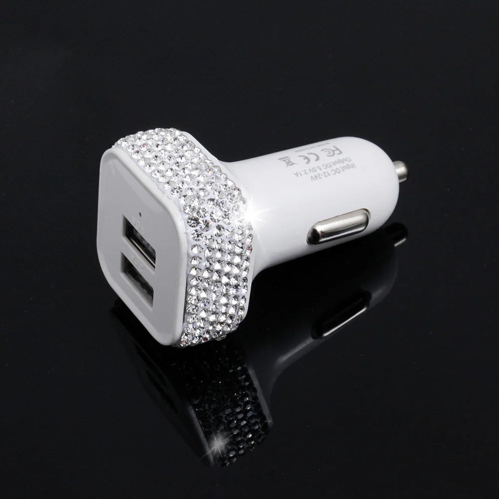 

New Diamond Car Charger, Cross-border Creative Car Charger, Dual USB Cigarette Lighter Car Charger