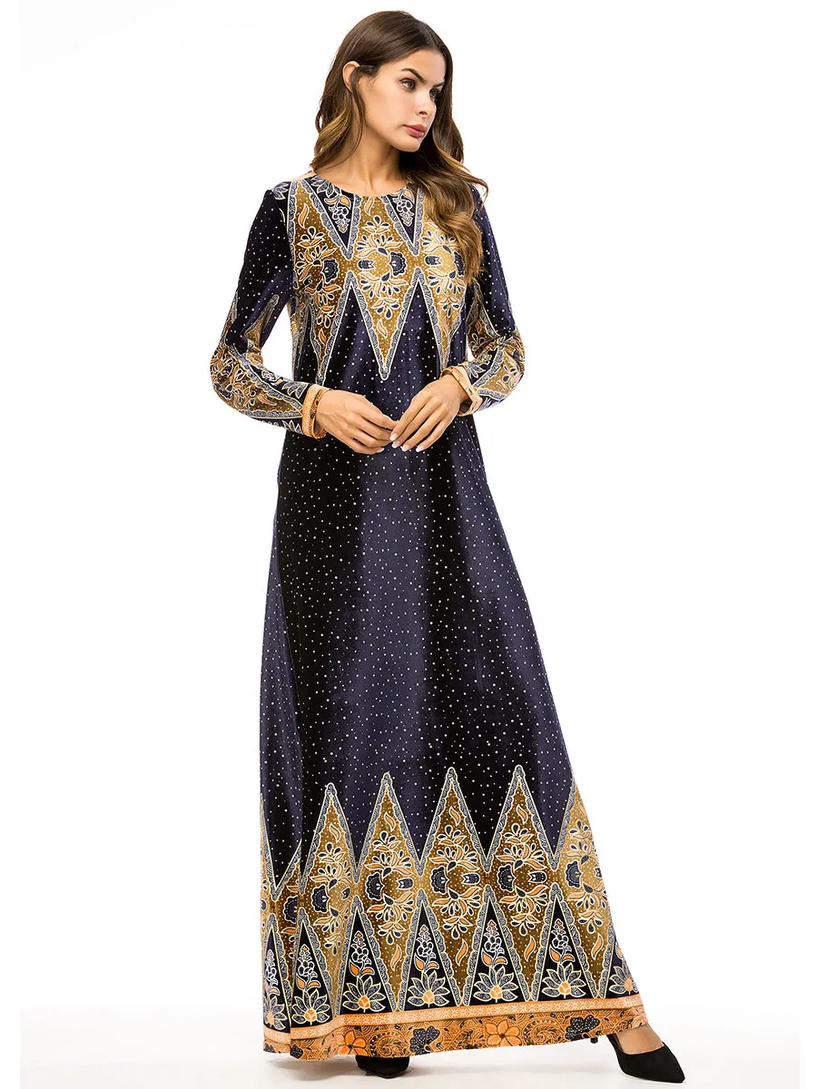 Мусульманские халаты одежда с керамикой модное простое платье длинным рукавом