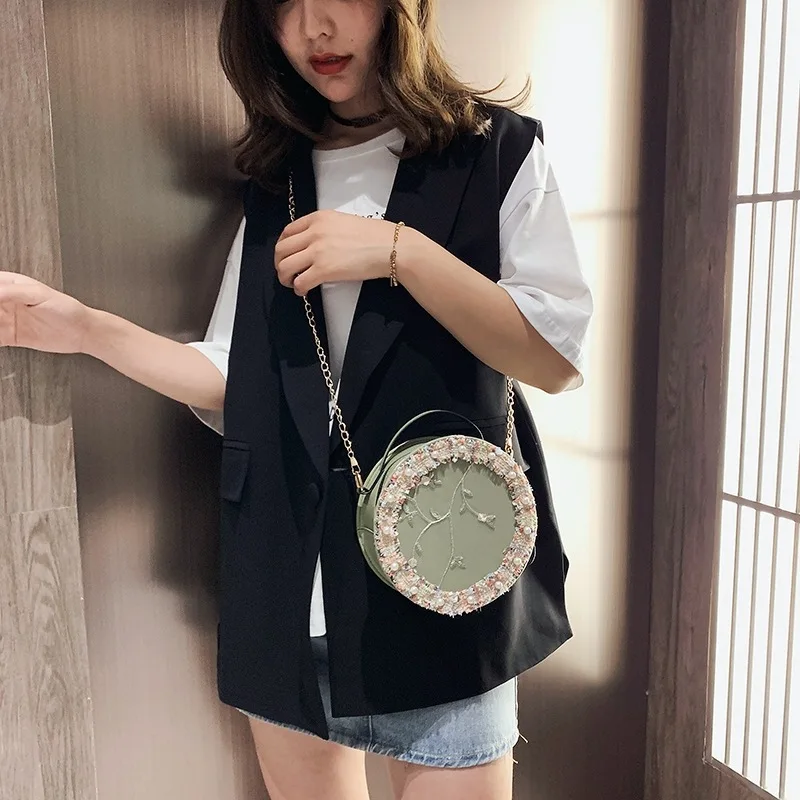 2020 новая маленькая круглая Женская сумочка с цветами женские сумки мессенджеры