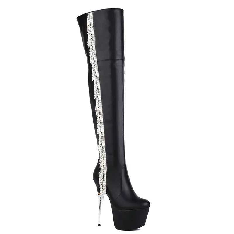 Женские высокие ботинки на платформе sgesвье с блестящими кисточками для ночного