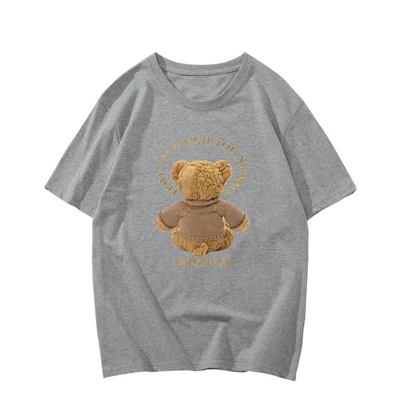

Cartoon Print T Shirts Woman Girls Summer Cute Animal Bear Short Sleeve Graphic Harajuku Casual Loose Lady T-shirt Tee Top