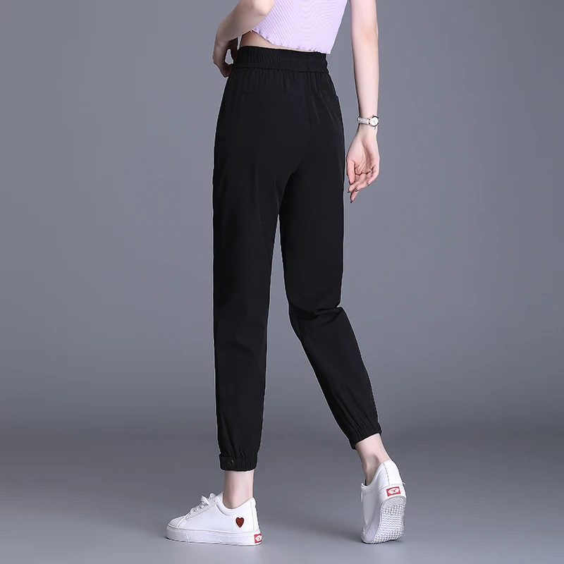 

Moeroshe Pants Women Soft Loose Sports Pants Breathable Slim Ankle Length Trousers Korean Leisure Fitness Pants 2021
